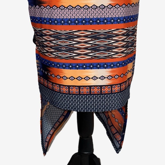 VENUS Orange Red Asymmetrical Pencil Skirt - Picture 4 of 4